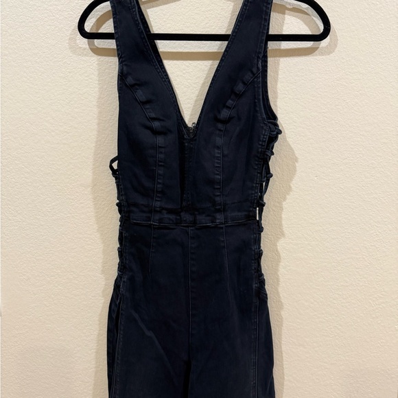 Free People Geanie Lace Up Jumpsuit in Black - Picture 7 of 11